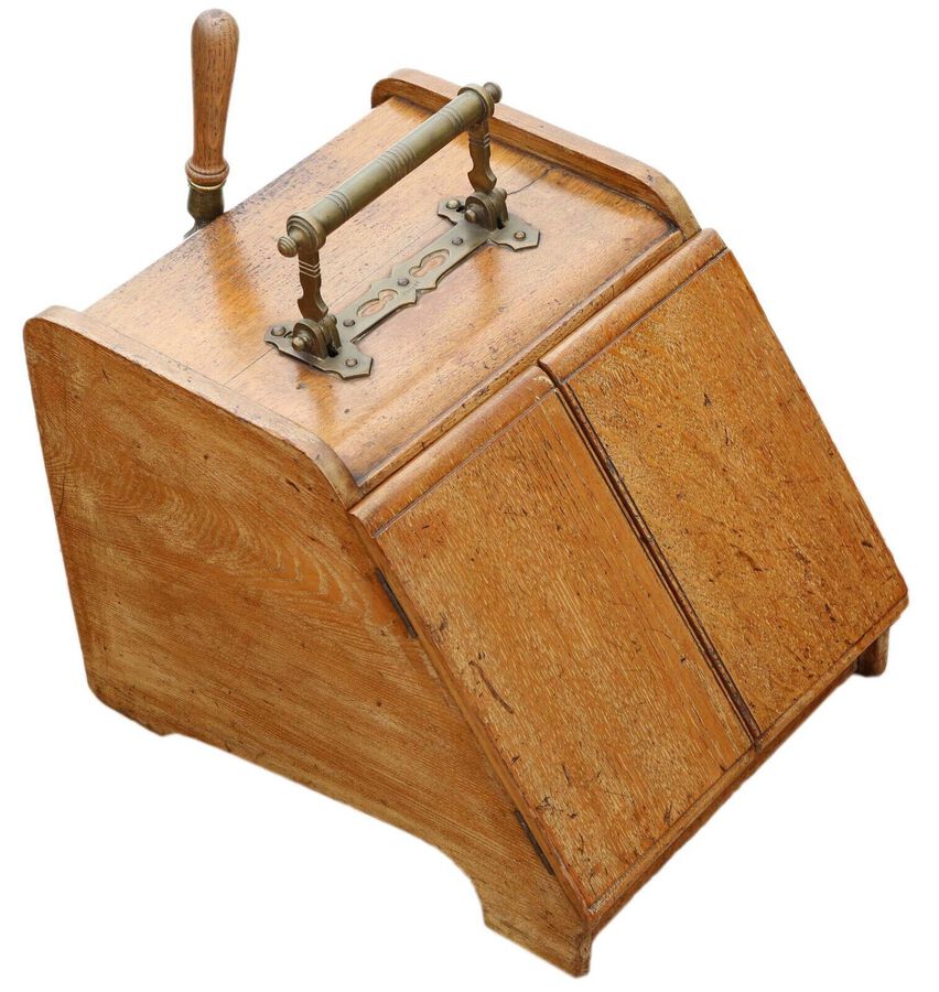 Antique quality oak perdonium coal scuttle box or cabinet C1900