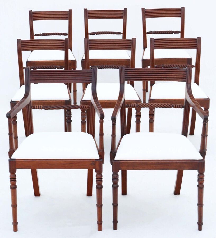 Antique fine quality set of 8 (6   2) Georgian mahogany dining chairs C1815