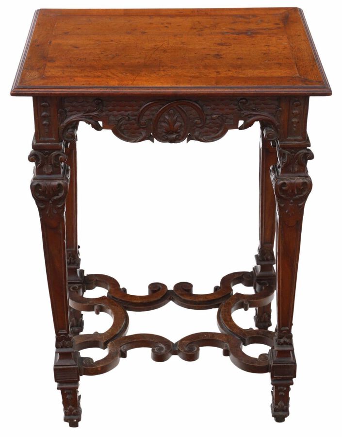 Antique Victorian Gothic quality carved walnut wine table side occasional
