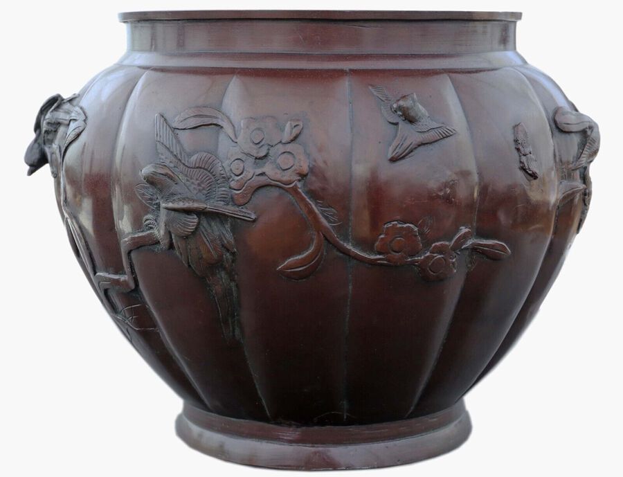 Antique fine quality large Oriental Japanese bronze Jardinière planter bowl