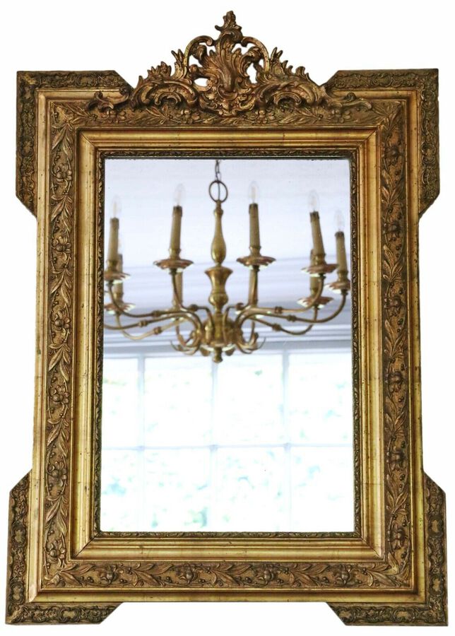 Antique rare fine quality gilt overmantle or wall mirror C1900