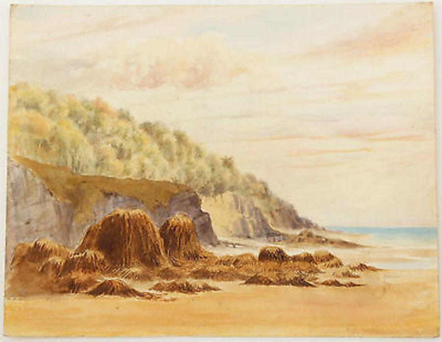Antique British 19th Century Victorian watercolour landscape painting FREE DEL.