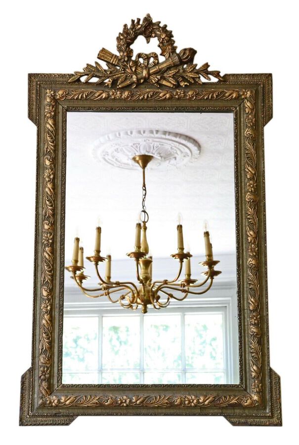 Antique large fine quality 19th Century gilt overmantle or wall mirror