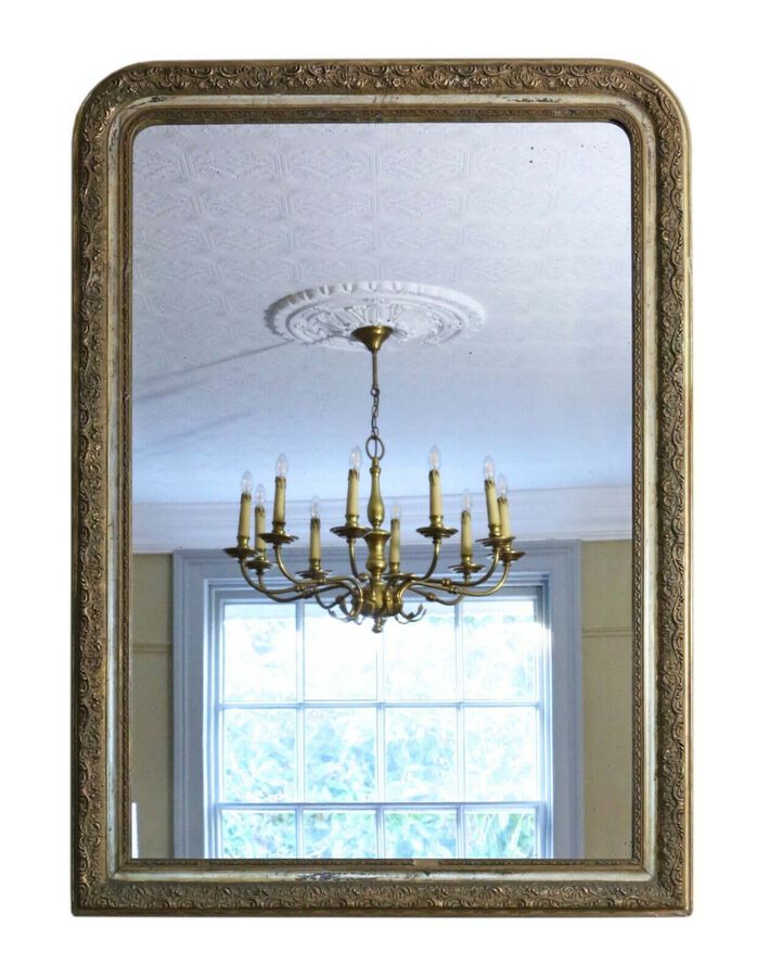Antique large fine quality gilt wall mirror or overmantle 19th Century
