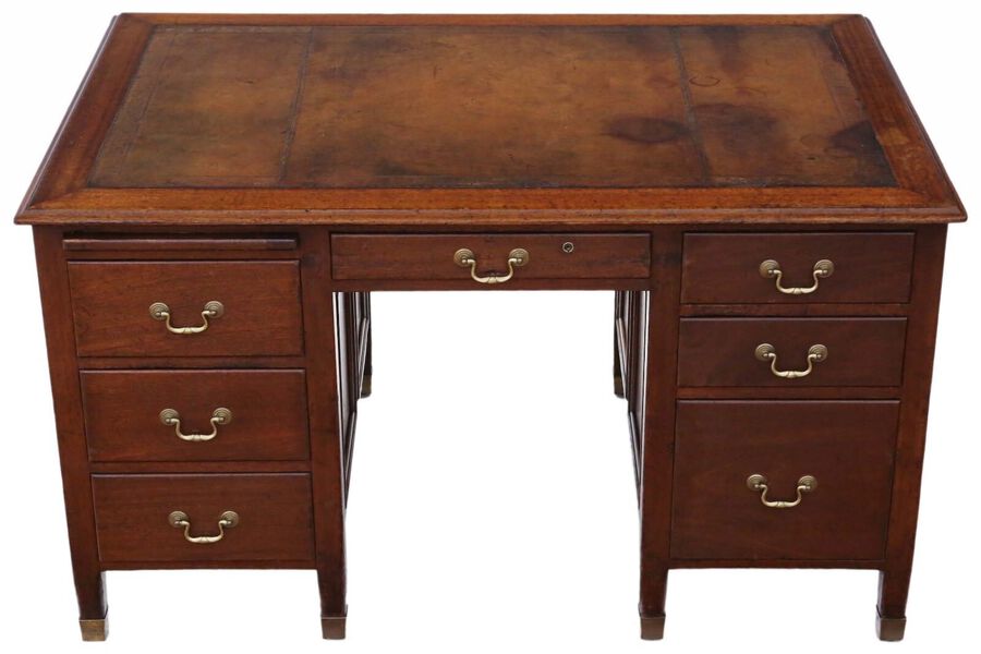 Antique quality mahogany twin pedestal partner's desk C1920
