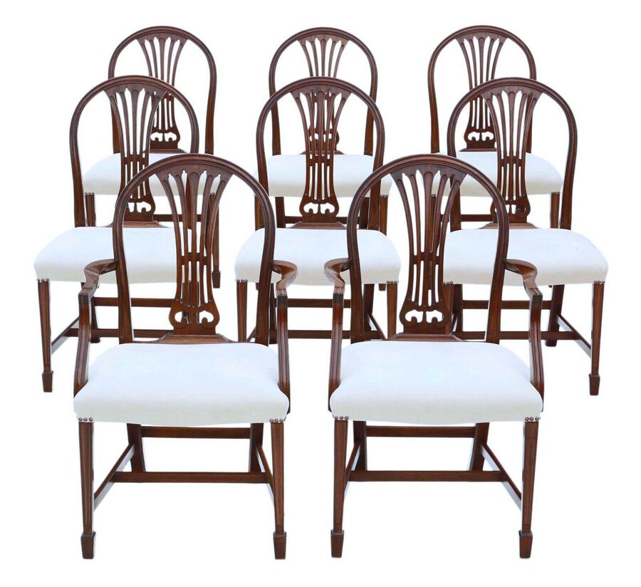 Antique fine quality set of 8 (6   2) Georgian revival mahogany dining chairs