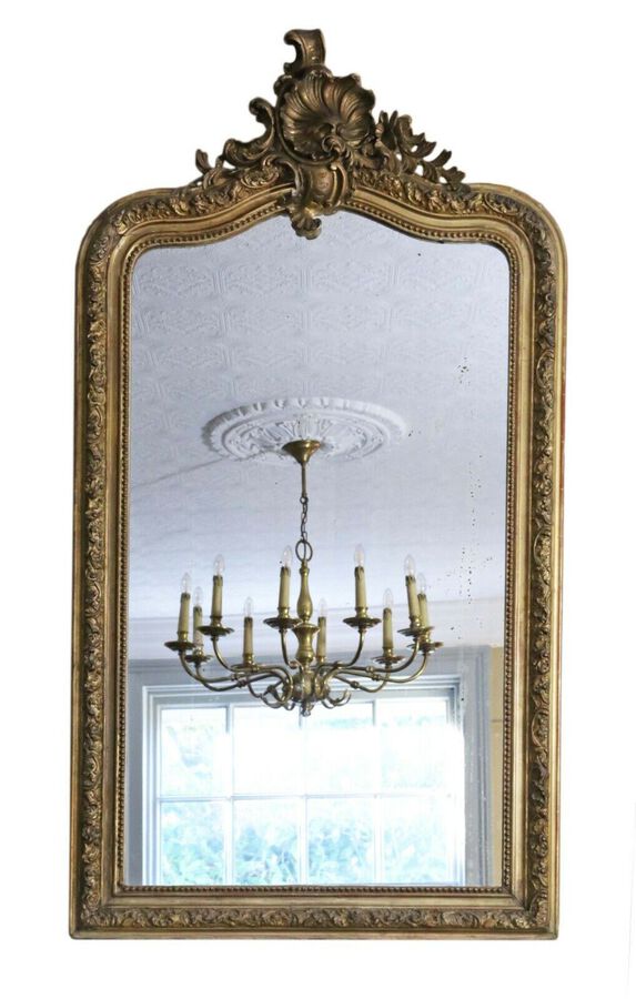 Antique large fine quality gilt wall mirror overmantle 19th Century