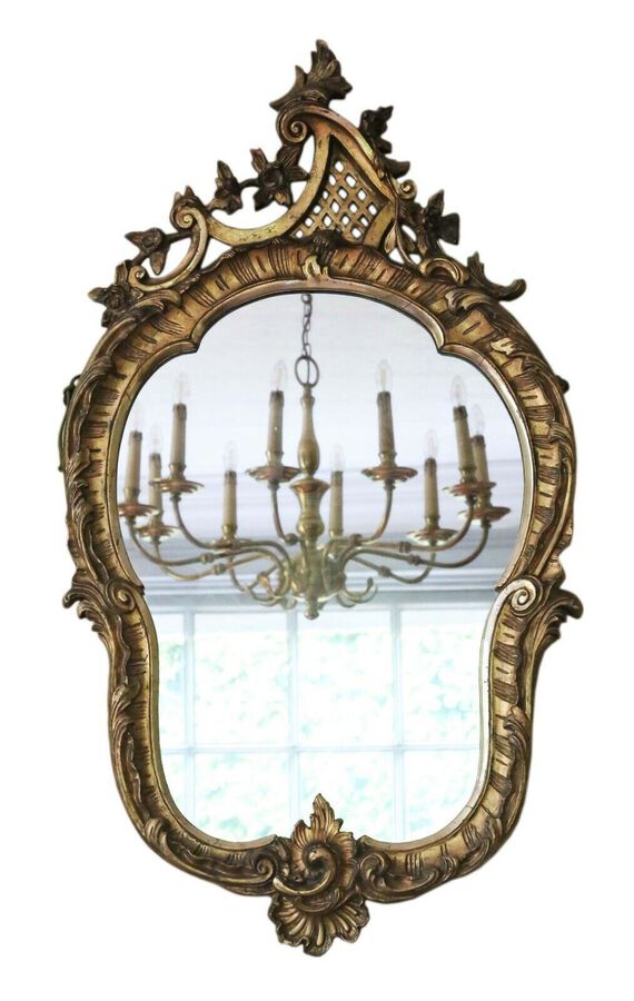 Antique large fine quality gilt 19th Century overmantle or wall mirror