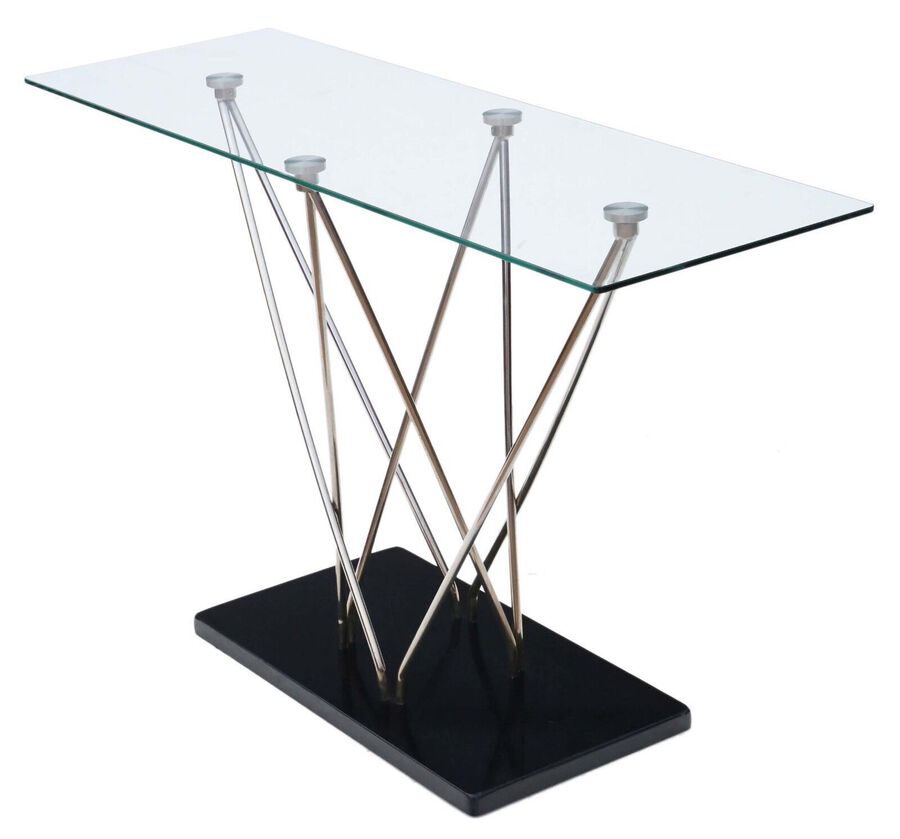 Modern quality glass, stainless steel and granite console table side