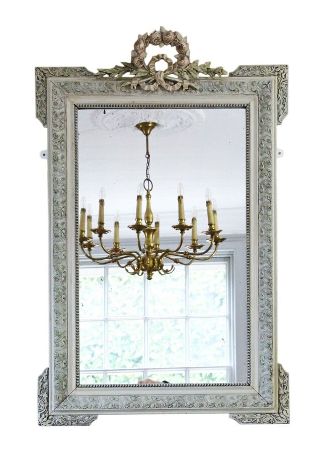 Antique large quality French decorated overmantle wall mirror 19th Century