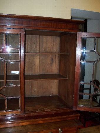 Antique Mahogany Bookcase on Chest