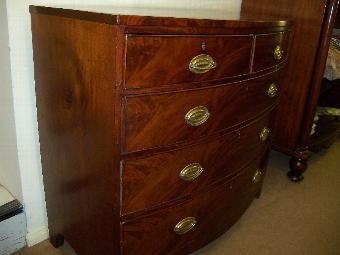 Antique Mahogany Bow Chest of Drawers
