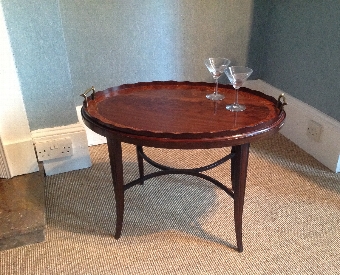 LATE 19TH CENTURY LARGE OVAL TRAY ON STAND