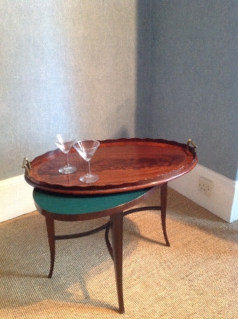 Antique LATE 19TH CENTURY LARGE OVAL TRAY ON STAND