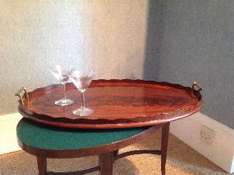 Antique LATE 19TH CENTURY LARGE OVAL TRAY ON STAND
