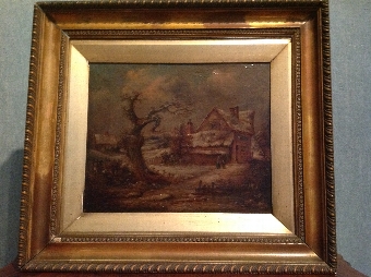 E.R.SMYTHE (BRITISH 1810-1899) OIL ON CANVAS PAINTING 'WINTER SCENE'