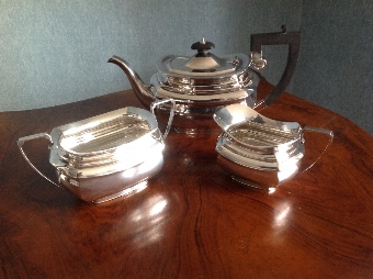 SILVER PLATED THREE PIECE TEA SET MARKED LB SA