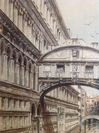 Antique ANTONIO GUIDOTTI (1881-1958) THE BRIDGE OF SIGHS, VENICE. WATERCOLOUR