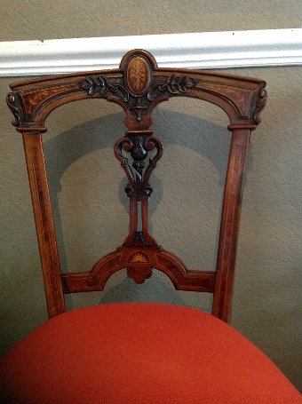Antique ANTIQUE VICTORIAN (C 1860) PAIR OF MAHOGANY AND WALNUT CARVED HALL CHAIRS