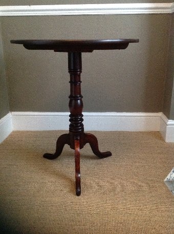 Antique GEORGE III MAHOGANY WINE/OCCASIONAL TABLE ROUND TILT TOP TRIPOD TABLE