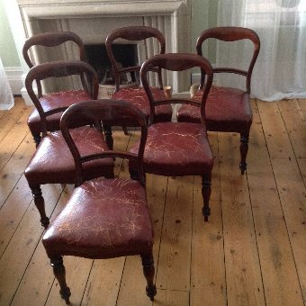 ANTIQUE VICTORIAN (C1880) SET OF SIX MAHOGANY BALLOON BACK CHAIRS