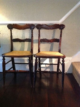 A PAIR OF ENGLISH VICTORIAN (c 1837) ROSEWOOD SIDE CHAIRS