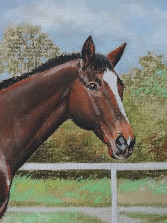 Antique ORIGINAL OIL PAINTING OF A THOROUGHBRED RACE HORSE 'DEXTER' - EXHIBITED ARTIST