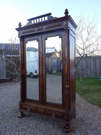 Antique EARLY 19thc ANTIQUE FRENCH CHESTNUT BEDROOM HANGING WARDROBE CUPBOARD ARMOIRE