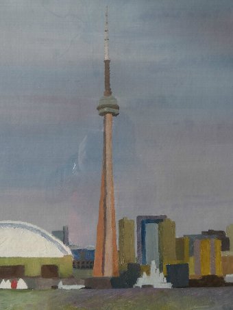 Antique ORIGINAL OIL PAINTING - CANADIAN - TORONTO CITYSCAPE BY 'GWILYM DAVIES'