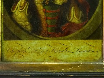Antique RICHARD HOUSTON (1721-1775) 18thc REVERSE MEZZOTINT PORTRAIT ON GLASS 'DUCHESS'