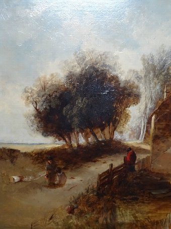 Antique Att: Henry Shirley (1843-1870) FABULOUS COUNTRY LANDSCAPE OIL PAINTING C 1860