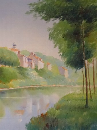 Antique 'K B Hancock' THE COUNTRY HOUSE IN FRANCE - ORIGINAL OIL ON CANVAS PAINTING