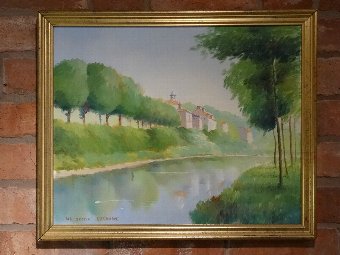 Antique 'K B Hancock' THE COUNTRY HOUSE IN FRANCE - ORIGINAL OIL ON CANVAS PAINTING