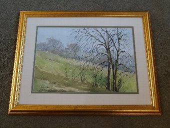 Antique Fab John Mellor (Worc Artist) Delightful Country Watercolour Landscape Painting 