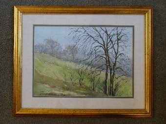 Antique Fab John Mellor (Worc Artist) Delightful Country Watercolour Landscape Painting 