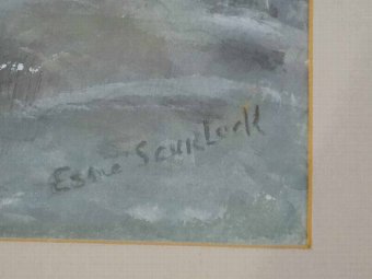 Antique Esme Scurlock BEAUTIFUL 1970's HIGHLAND WINTER LANDSCAPE WATERCOLOUR PAINTING