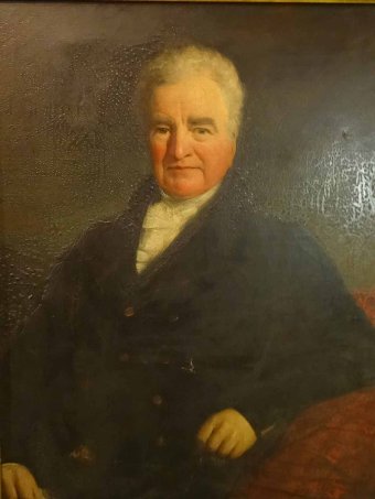 Antique A FABULOUS EARLY 19thc CENTURY HALF LENGTH OIL PORTRAIT PAINTING OF A GENTLEMAN