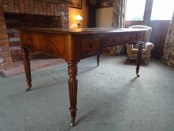 Antique 5X3FT GILLOWS QUALITY REGENCY REVIVAL FLAME MAHOGANY PARTNERS WRITING TABLE DESK