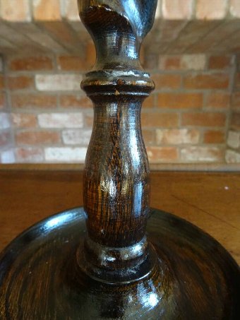 Antique PAIR OF 1920's ANTIQUE ENGLISH OAK BARLEY TWIST CANDLESTICK HOLDERS