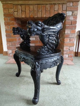 Antique 4 19thc PERIOD ANTIQUE CHINESE DRAGON CARVED PADAUK ARMCHAIRS - TABLE AVAILABLE