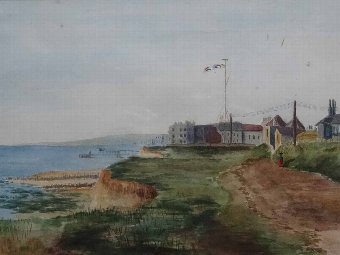 'Down By The Sea' BEAUTIFUL ORIGINAL EARLY 20thc EDWARDIAN WATERCOLOUR PAINTING