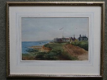 Antique 'Down By The Sea' BEAUTIFUL ORIGINAL EARLY 20thc EDWARDIAN WATERCOLOUR PAINTING