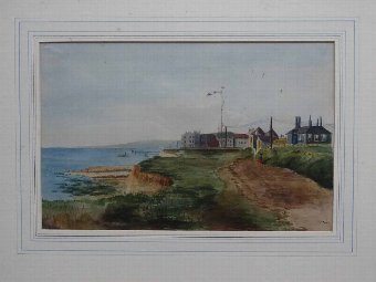 Antique 'Down By The Sea' BEAUTIFUL ORIGINAL EARLY 20thc EDWARDIAN WATERCOLOUR PAINTING