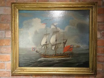 Antique 'In A Storm'  MAGNIFICENT LARGE SIGNED 18thc SEASCAPE SHIPWRECK OIL PAINTING