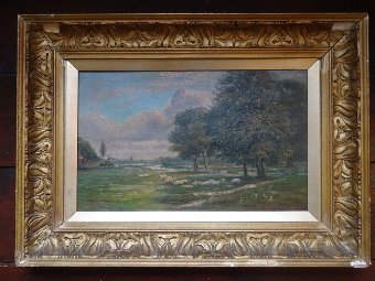 Antique On The Stour - 'A J Furness' BEAUTIFUL EARLY 20thc LANDSCAPE SHEEP OIL PAINTING