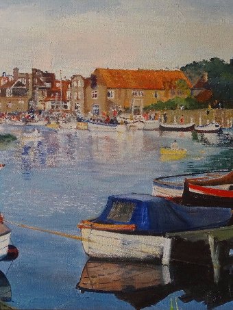 Antique 'Boating on the Norfolk Broads' - BEAUTIFUL ORIGINAL CONTEMPORARY OIL PAINTING