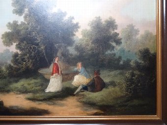 Antique Manner of Gainsborough OUTSTANDING 19thc LANDSCAPE OIL PAINTING Circa 1840 1of2