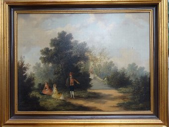 Antique Manner of Gainsborough OUTSTANDING 19thc LANDSCAPE OIL PAINTING Circa 1840 2of2