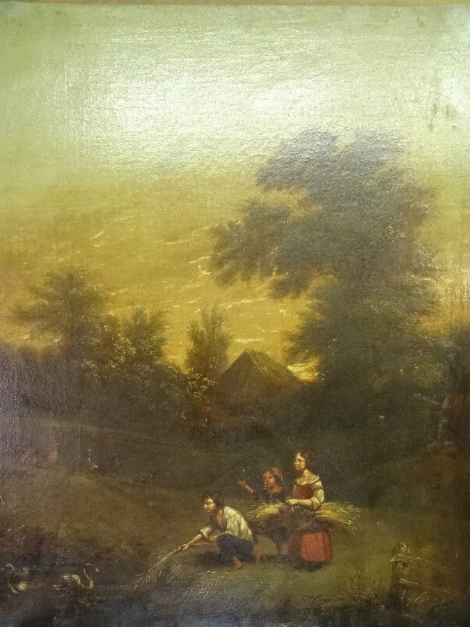 Antique BEAUTIFUL 'AS FOUND' EARLY 19th CENTURY REGENCY OIL PAINTING - DIRTY & UNFRAMED
