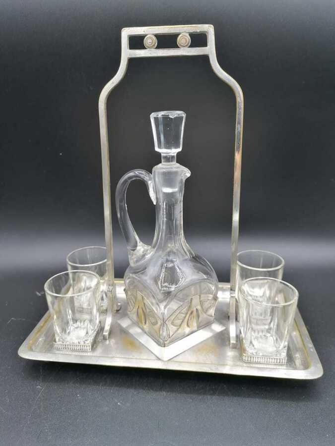 Antique Art Déco glass set, Liqueur Service